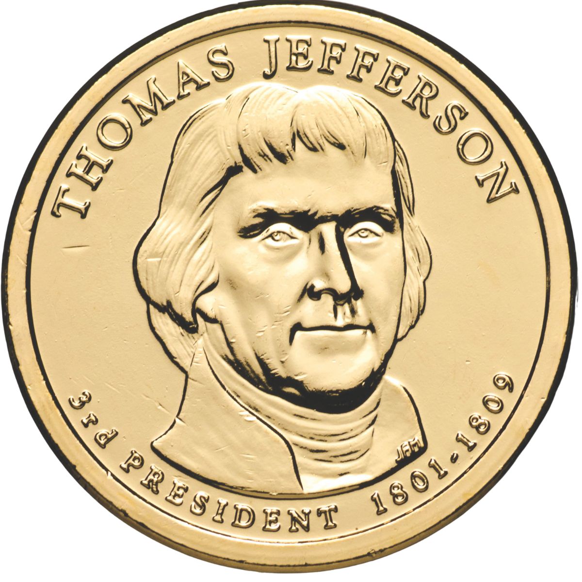 US Presidents 2007 1 Thomas Jefferson Gold plated Coin Downies US Presidents 2007 1 Thomas Jefferson Gold plated Coin Downies