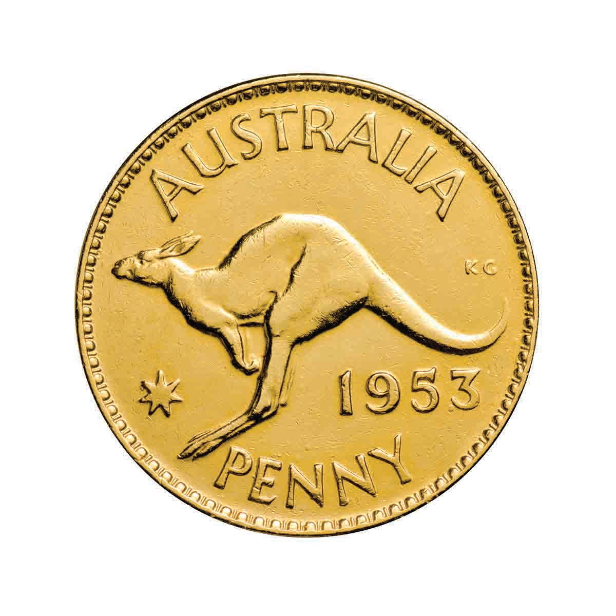 1953 First QEII Portrait Gold-Plated Penny