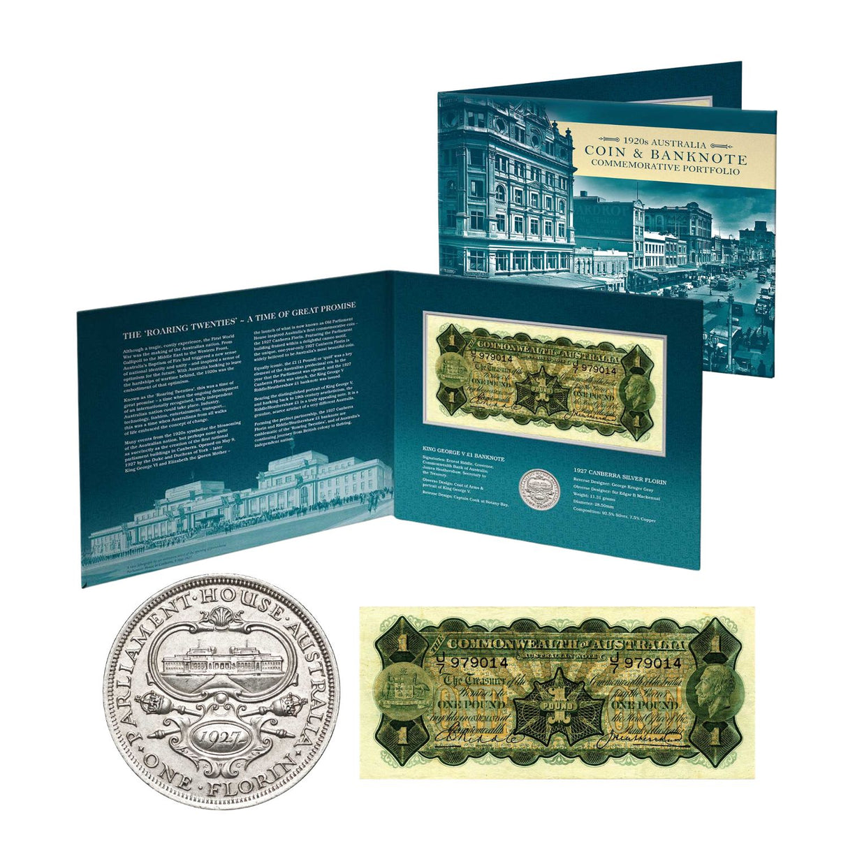 Australia 1920s Coin & Banknote Commemorative Portfolio (Fine-Very Fine)