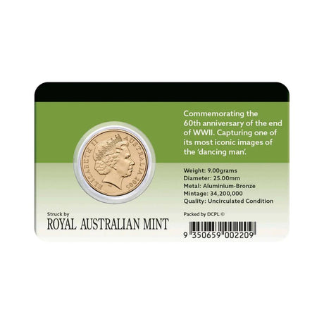 Australia End of WWII 60th Anniversary 2005 $1 Dancing Man Aluminium-Bronze Uncirculated Coin Pack