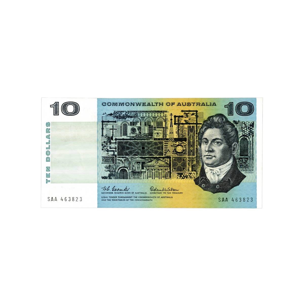 1966 $10 R301F Coombs/Wilson SAA First Prefix Banknote Uncirculated