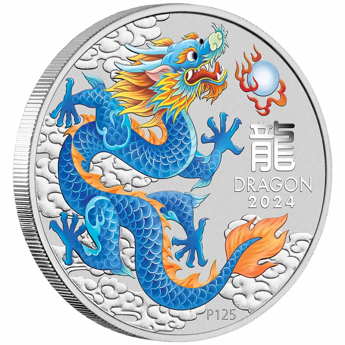 Perth Stamp & Coin Show 2024 $1 Blue Dragon Colour 1oz Silver Brilliant Uncirculated Coin 