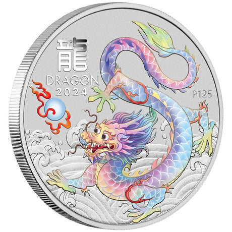 Brisbane ANDA Money Expo 2024 $1 Lunar Year of the Dragon 1oz Silver Coin in Card