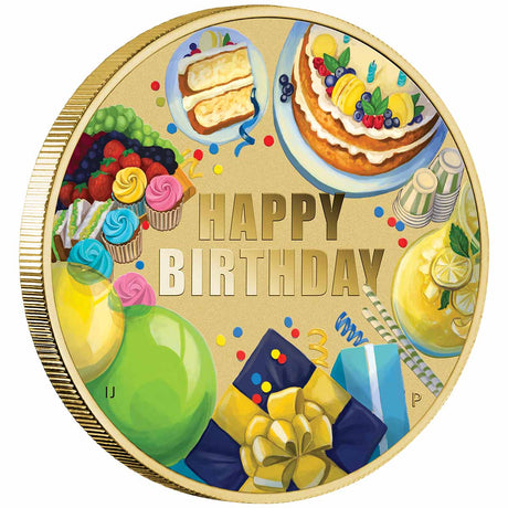 Happy Birthday 2024 $1 Stamp & Coin Cover