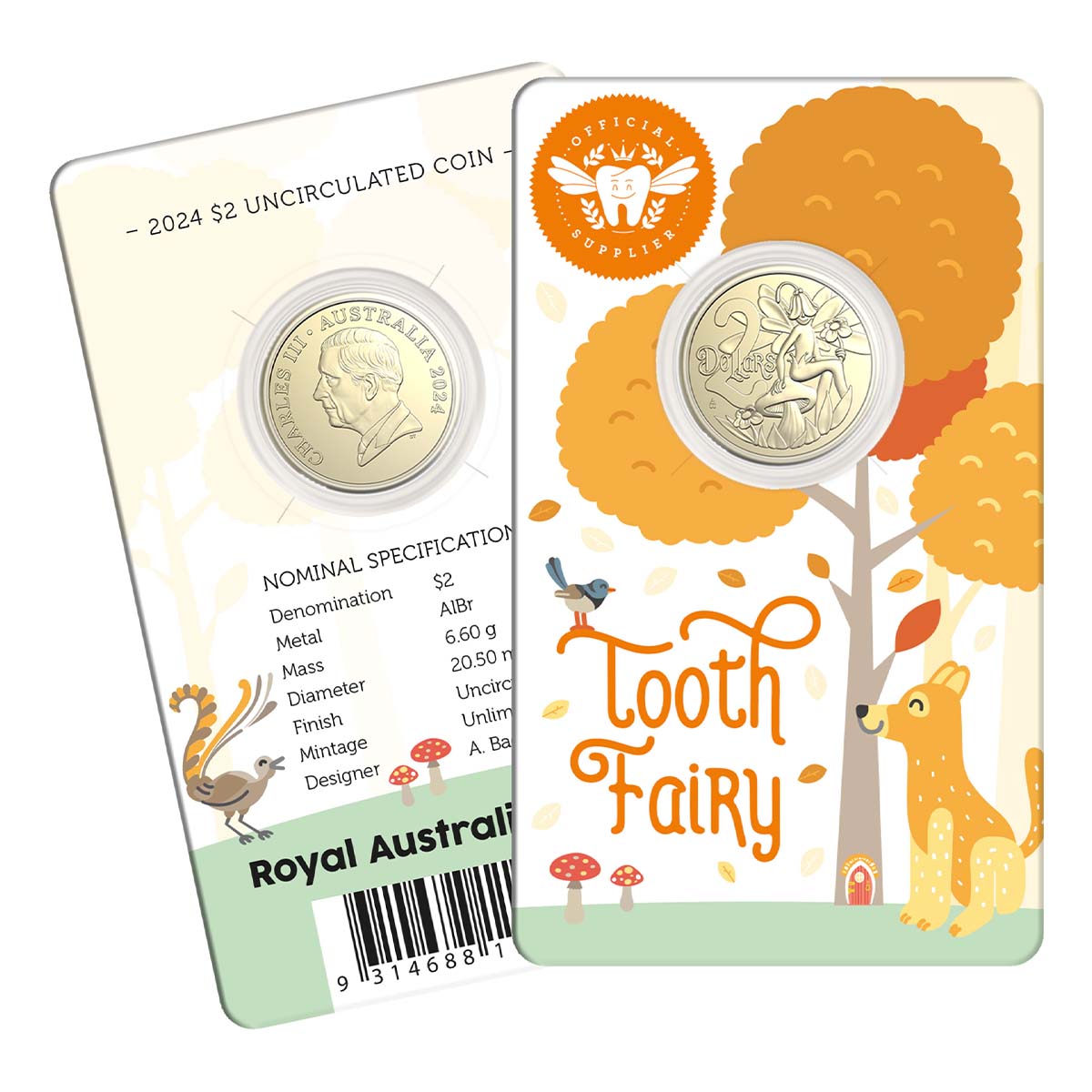 Australia 2024 $2 Tooth Fairy Al-Br Uncirculated Coin