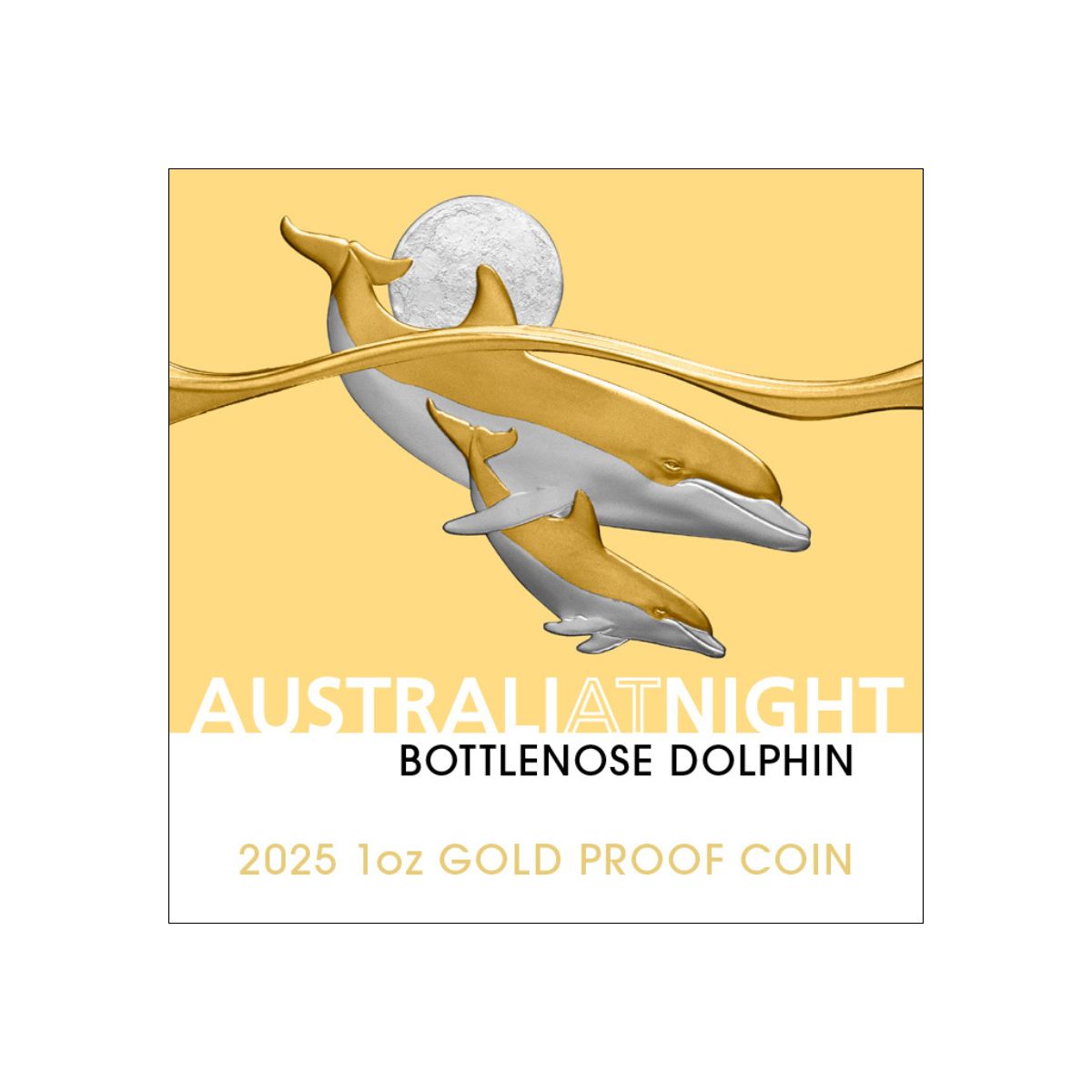 Australia at Night Bottlenose Dolphin 2025 $100 Platinum-plated 1oz Gold Proof Coin