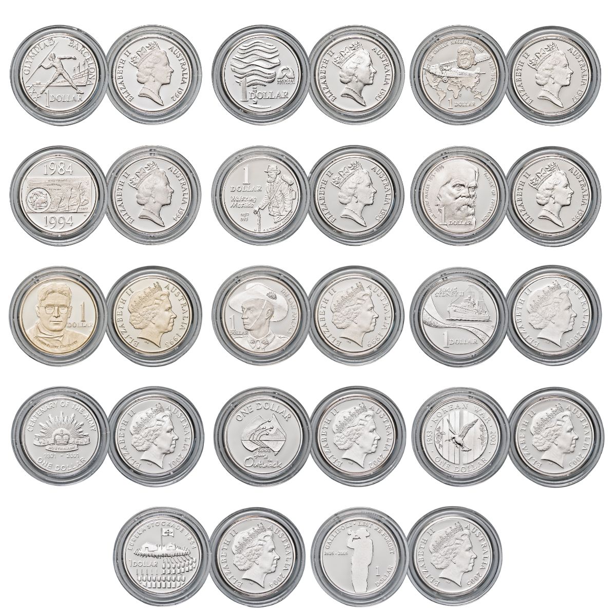 Australia 1992-2005 $1 Silver Proof Coin Collection
