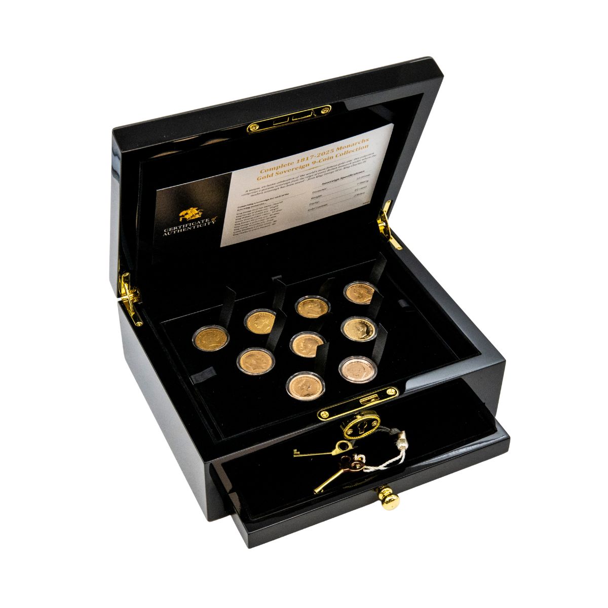 Complete 1817-2025 Monarchs Gold Sovereign 9-Coin Collection