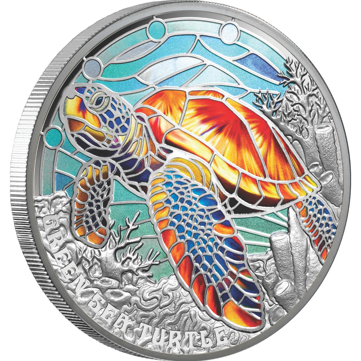 Nature’s Window Green Sea Turtle 2025 $5 Colour 2oz Silver Proof Coin