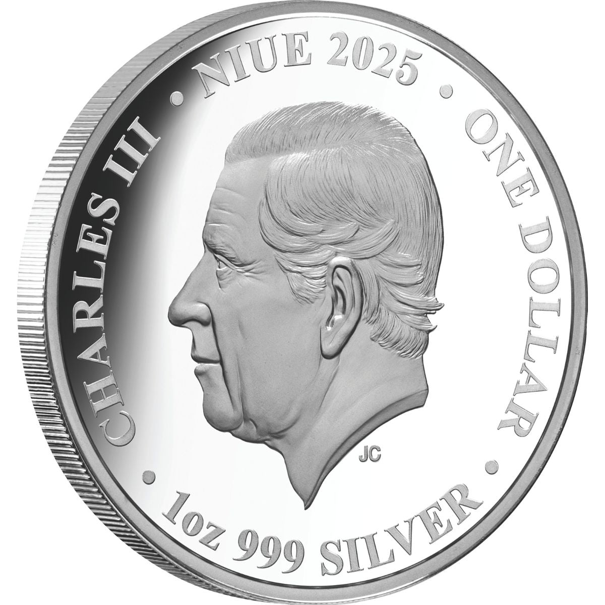 Elizabeth II & Charles III 2025 $1 Portraits of Power 1oz Silver Proof Coin