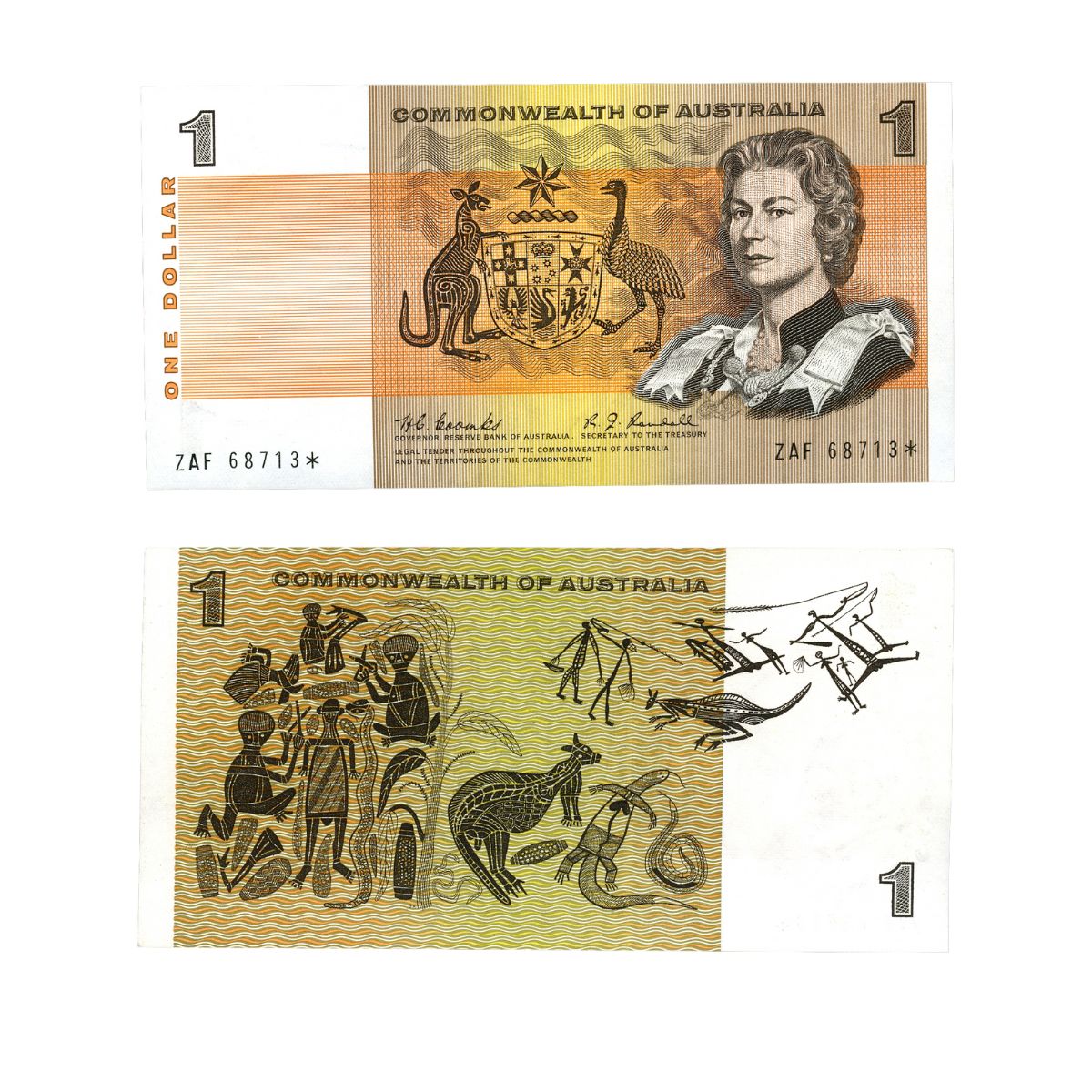 Australia 1968 $1 R72SF Coombs/Randall ZAF First Prefix Uncirculated Star Note Consecutive Pair