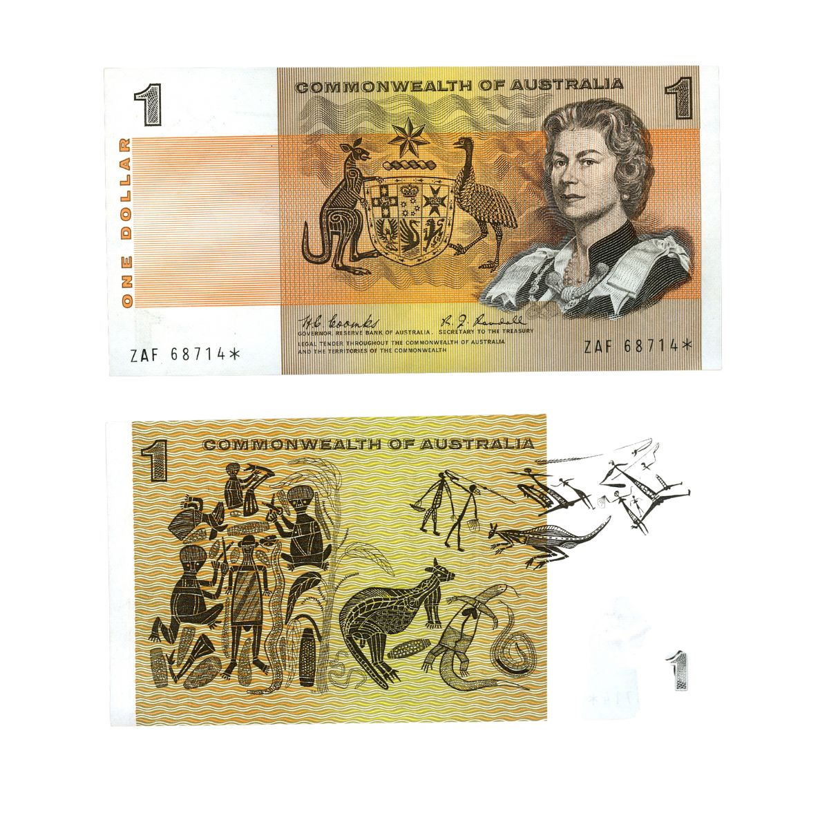 Australia 1968 $1 R72SF Coombs/Randall ZAF First Prefix Uncirculated Star Note Consecutive Pair