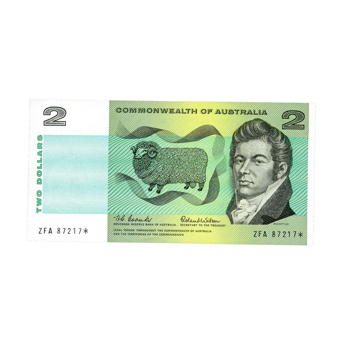 Australia 1966 $2 R81SF Coombs/Wilson ZFA First Prefix Uncirculated Star Note