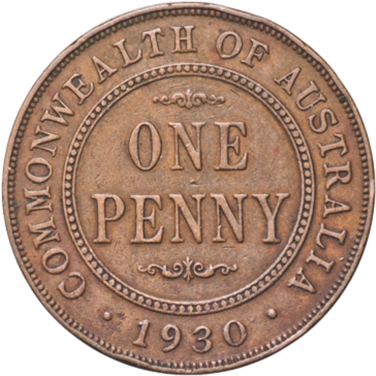 Australia 1930 Penny Fine with FREE 1911-64 Penny Good-Uncirculated 74-Coin Collection