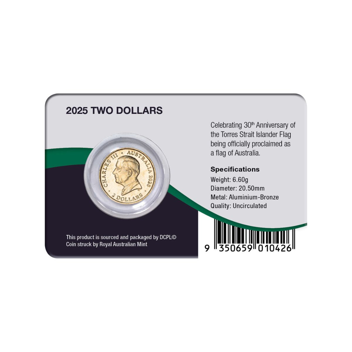 Australia Torres Strait Islander Flag 30th Anniversary 2025 $2 Aluminium-Bronze Uncirculated Coin Pack