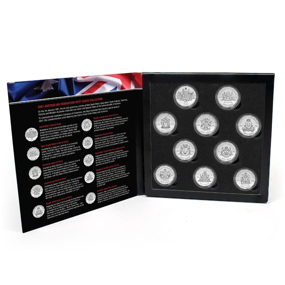 Australia Federation Centenary 2001 20c & 50c States & Territories Uncirculated 19-Coin Portfolio