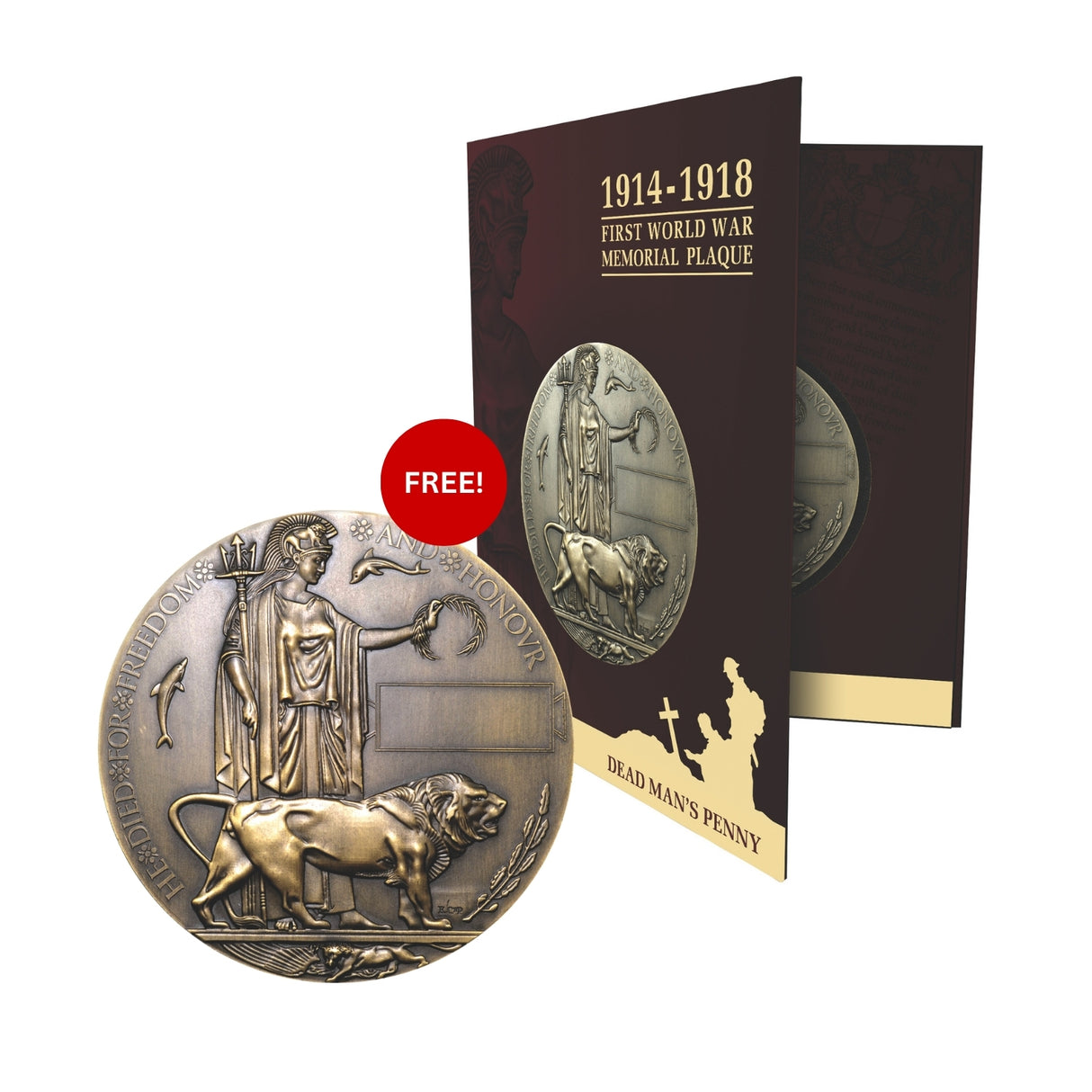 First World War Silver 4-Commemorative Set + FREE WWI Memorial Plaque Replica