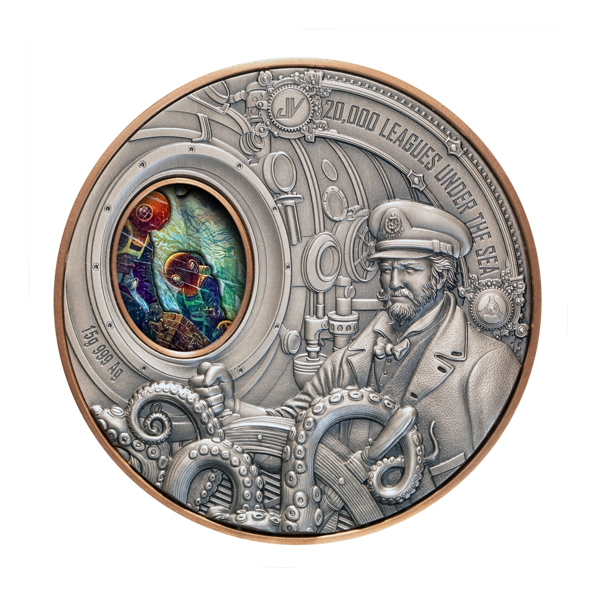 20,000 Leagues under the Sea 2026 $1 High Relief Rotating Silver & Copper Bimetal Antique Coin