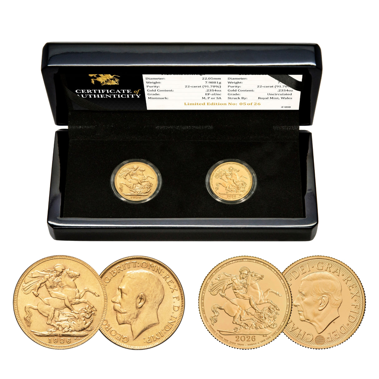Centenary of the Birth of Queen Elizabeth II 1926-2026 Gold Sovereign Pair