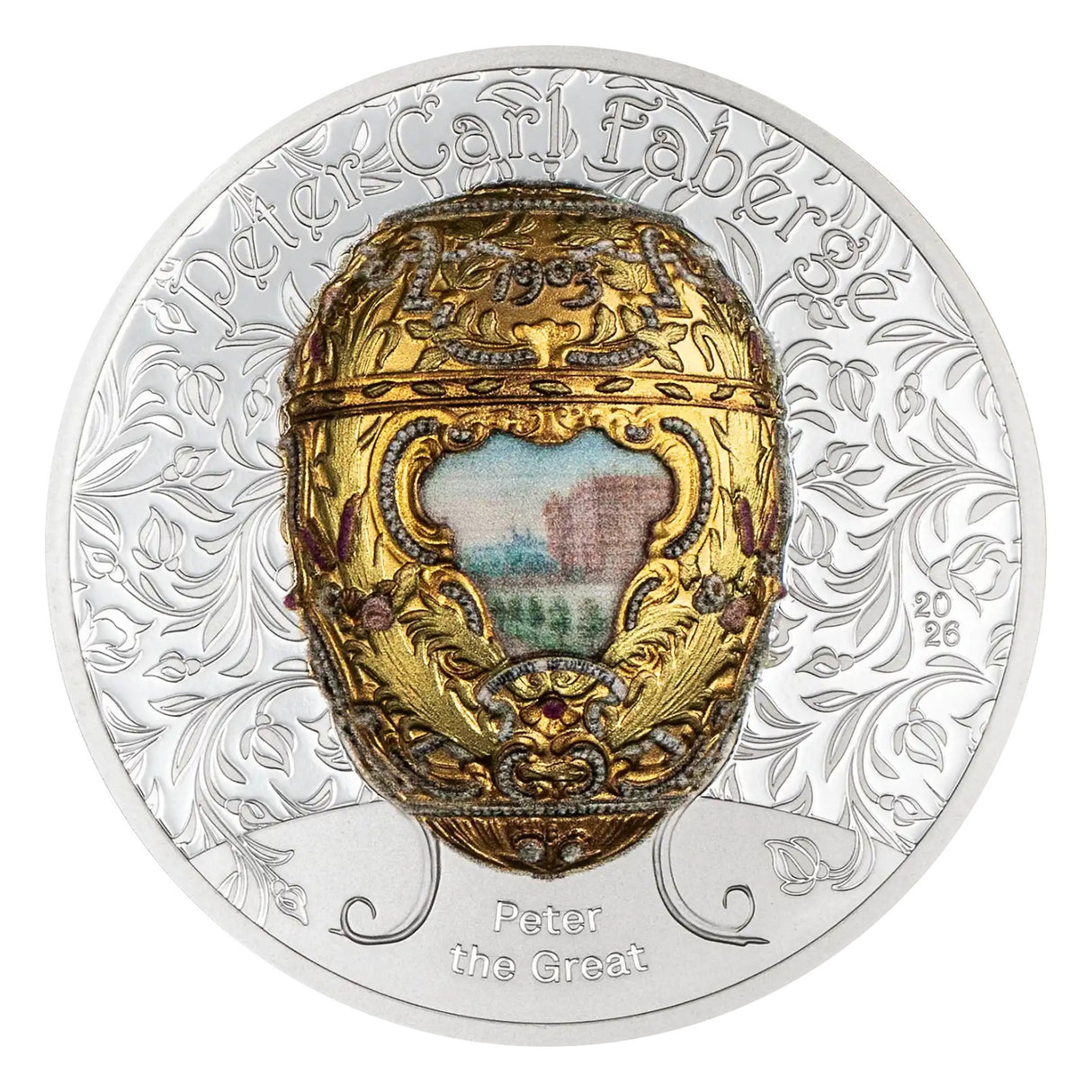 Peter the Great Fabergé Egg 2026 1000T Colour Gold-plated 2oz Silver Proof Coin