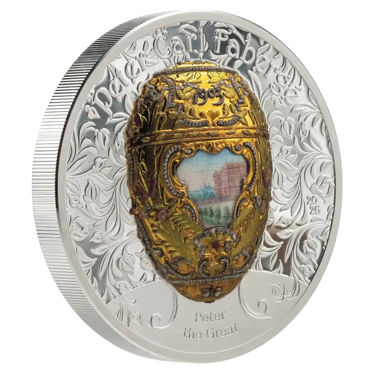 Peter the Great Fabergé Egg 2026 1000T Colour Gold-plated 2oz Silver Proof Coin