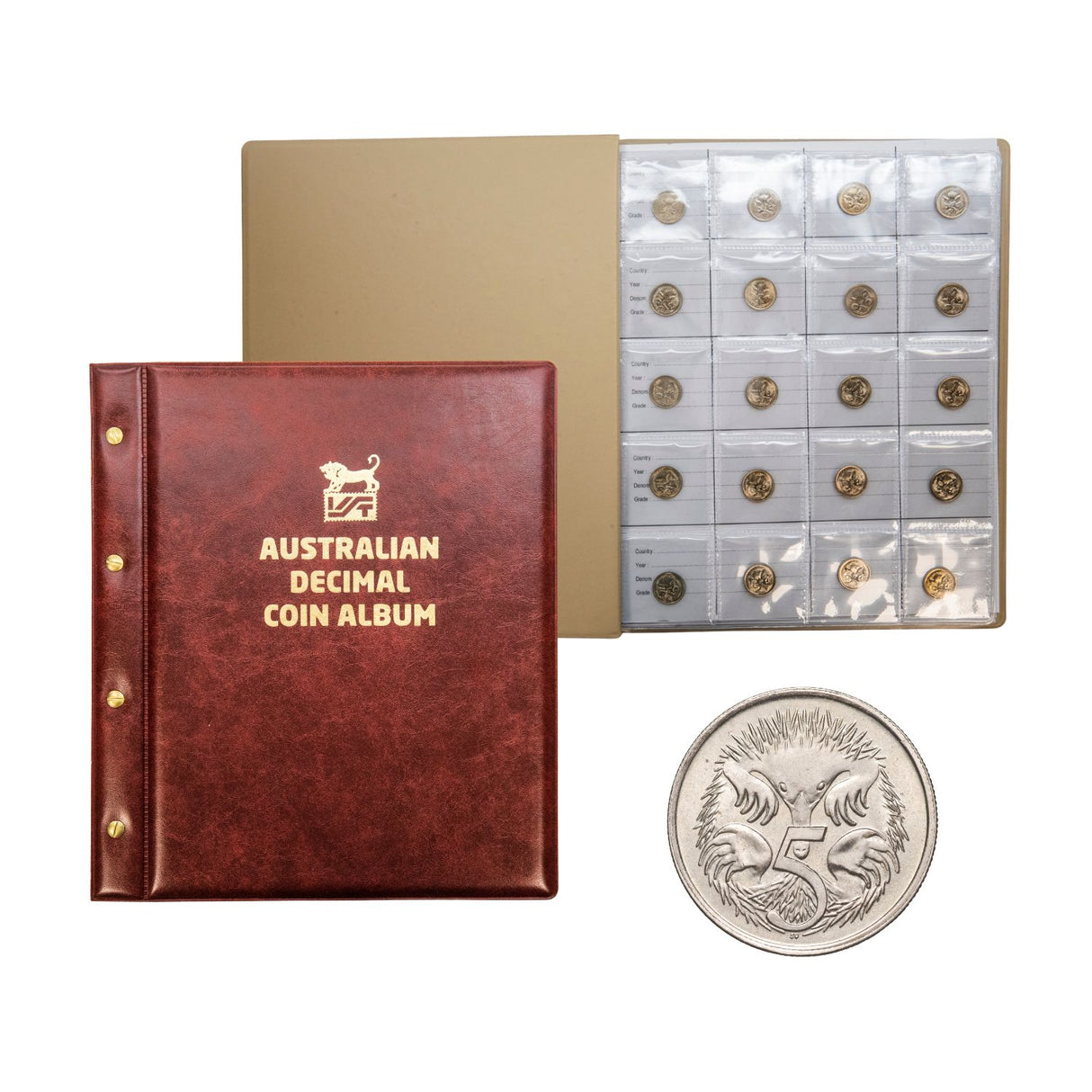 Australia 1966-2025 Complete 5c Echidna Uncirculated 62-Coin Collection