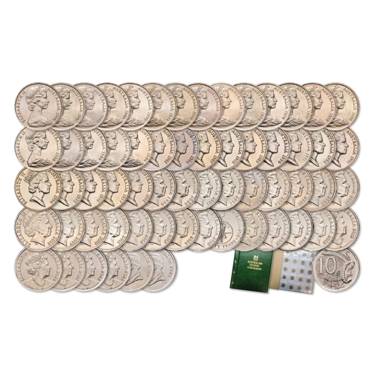 Australia 1966-2025 Complete 10c Lyrebird Uncirculated 62-Coin Collection