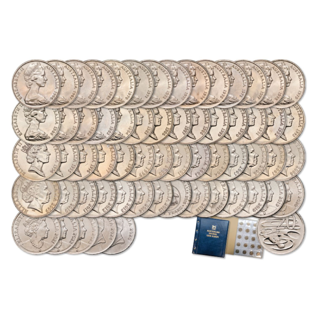 Australia 1966-2025 Complete 20c Platypus 61-Coin Uncirculated Collection