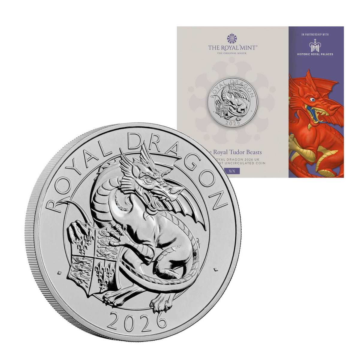 Great Britain Royal Tudor Beasts 2026 £5 Royal Dragon Cupro-Nickel Brilliant Uncirculated Coin
