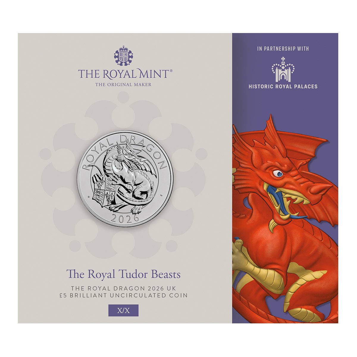 Great Britain Royal Tudor Beasts 2026 £5 Royal Dragon Cupro-Nickel Brilliant Uncirculated Coin