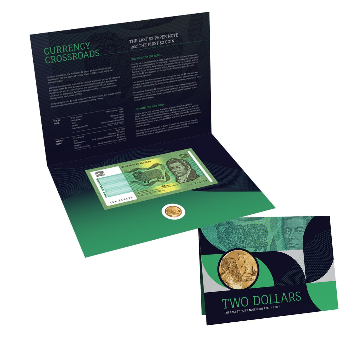 Australia $2 Last Note & First Coin Uncirculated Pack