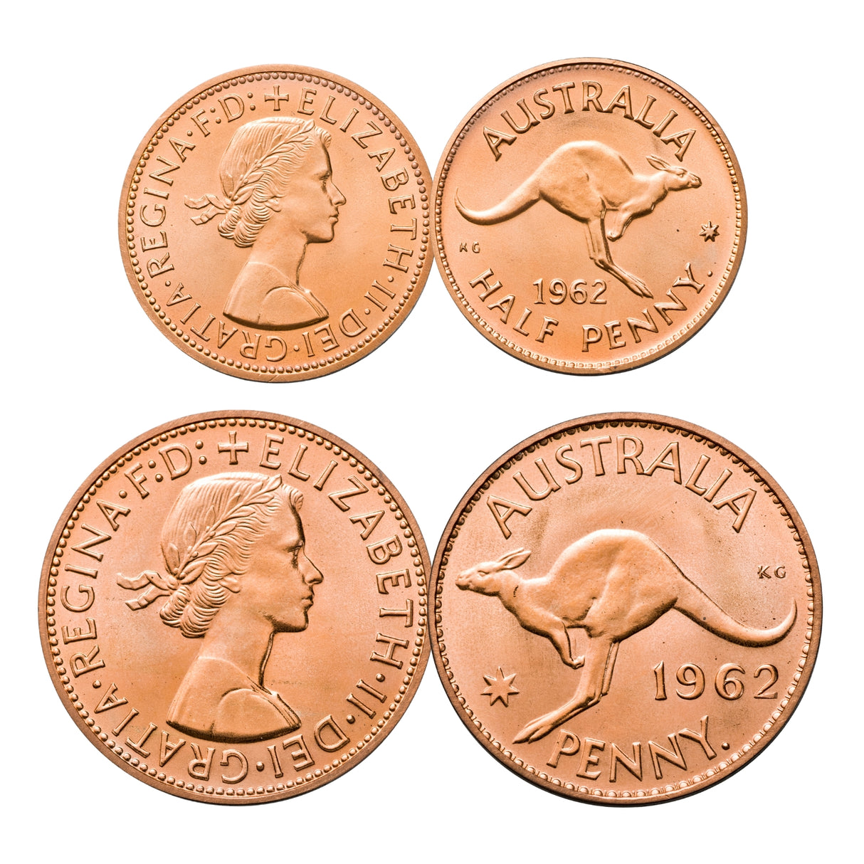 Australia Elizabeth II Perth Mint 1962 Halfpenny & Penny Proof Pair FDC