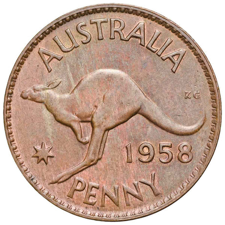 Melbourne & Perth Mint 1958 & 1958Y Penny Pair Uncirculated