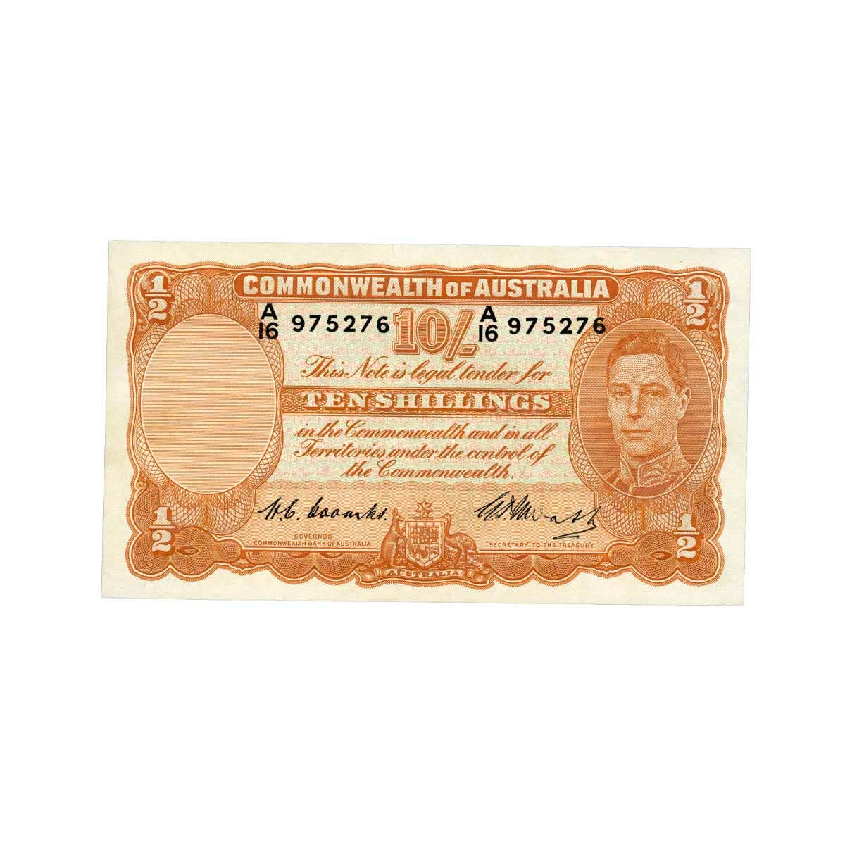 1949 10/- R14 Coombs/Watt Banknote Uncirculated