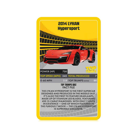 Supercars Top Trumps Game