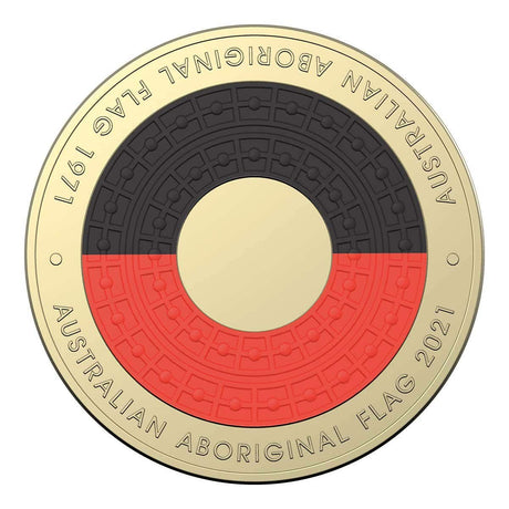 2021 $2 Aboriginal Flag Coloured Al-Br Uncirculated Mint Roll