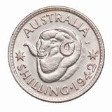 1942 Shilling about Uncirculated