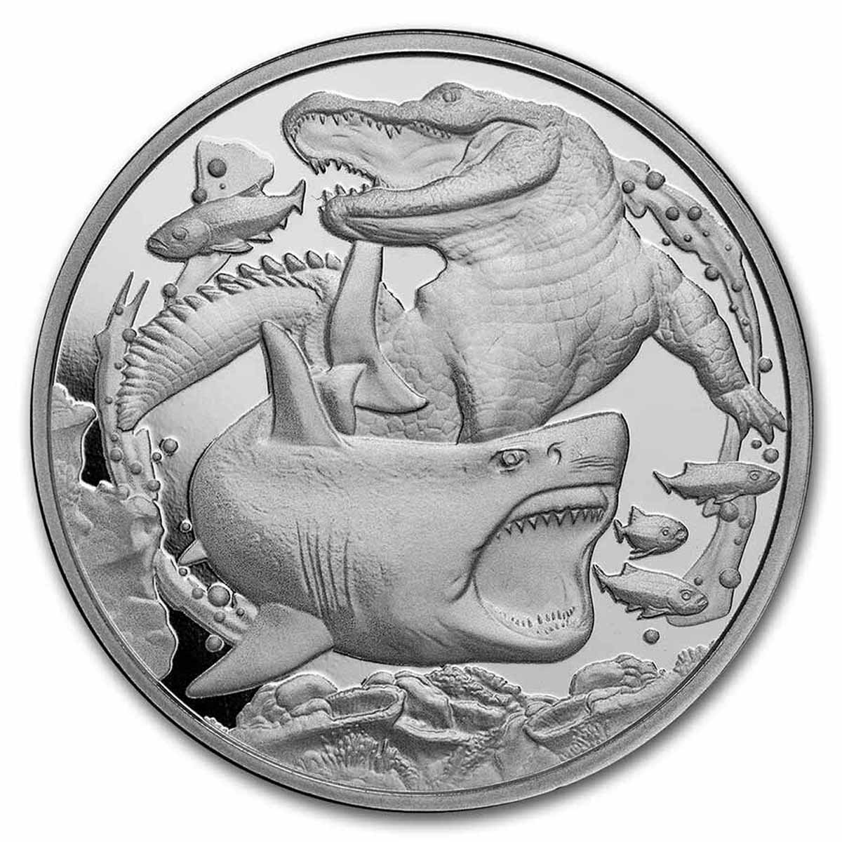 Apex Predators Crocodile & Shark 2022 $1 1oz Silver Brilliant Uncirculated Coin