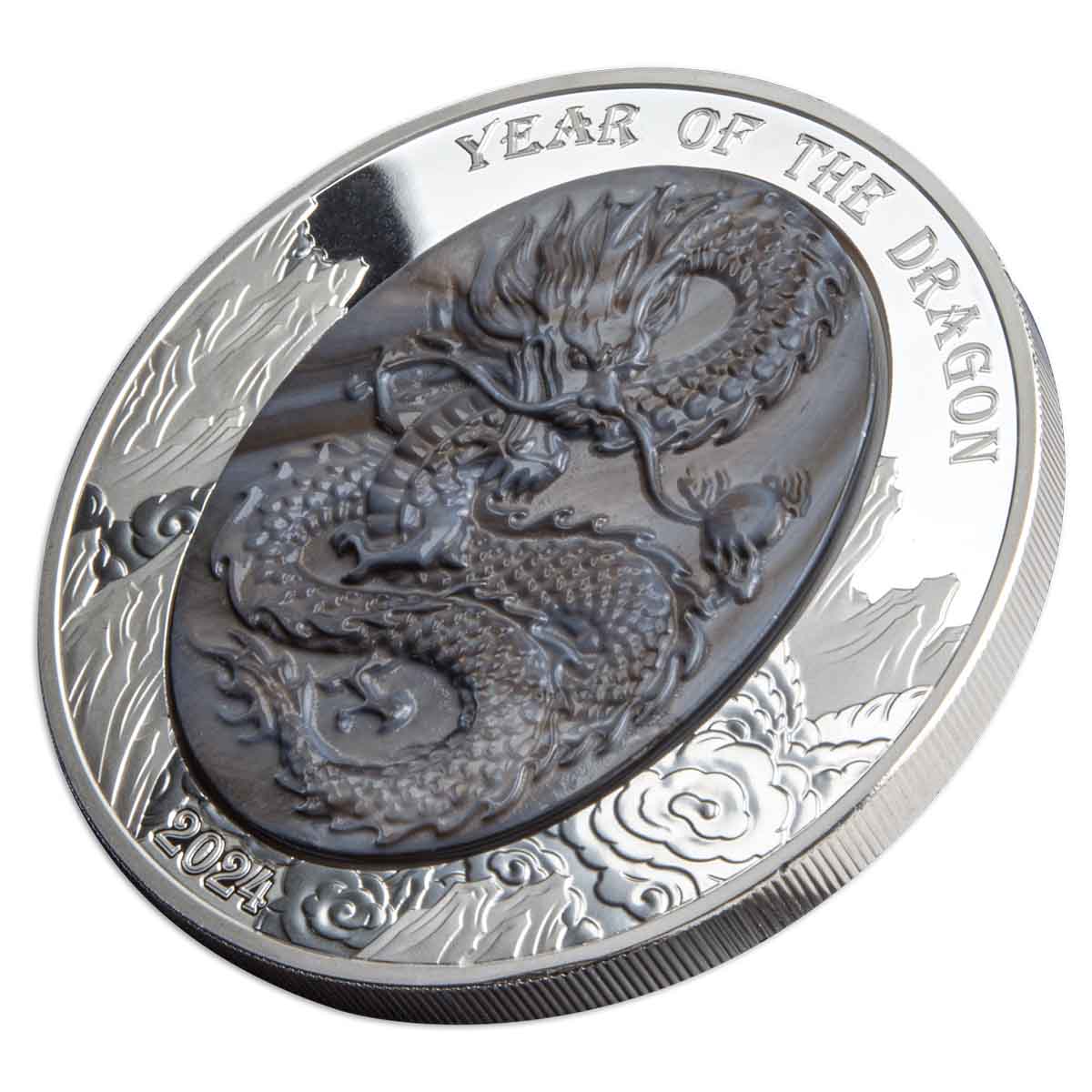 Lunar Dragon 2024 $25 Mother of Pearl 5oz Silver Proof Coin