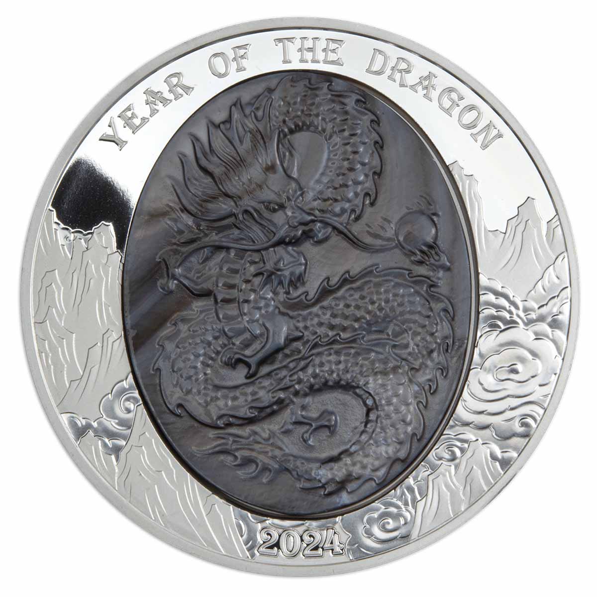 Lunar Dragon 2024 $25 Mother of Pearl 5oz Silver Proof Coin