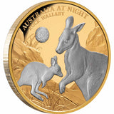 Australia at Night 2024 $100 Rock Wallaby 1oz Platinum-Plated Gold Proof Coin