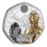 Star Wars R2-D2 and C-3PO 2023 UK 50p Silver Proof Colour Coin