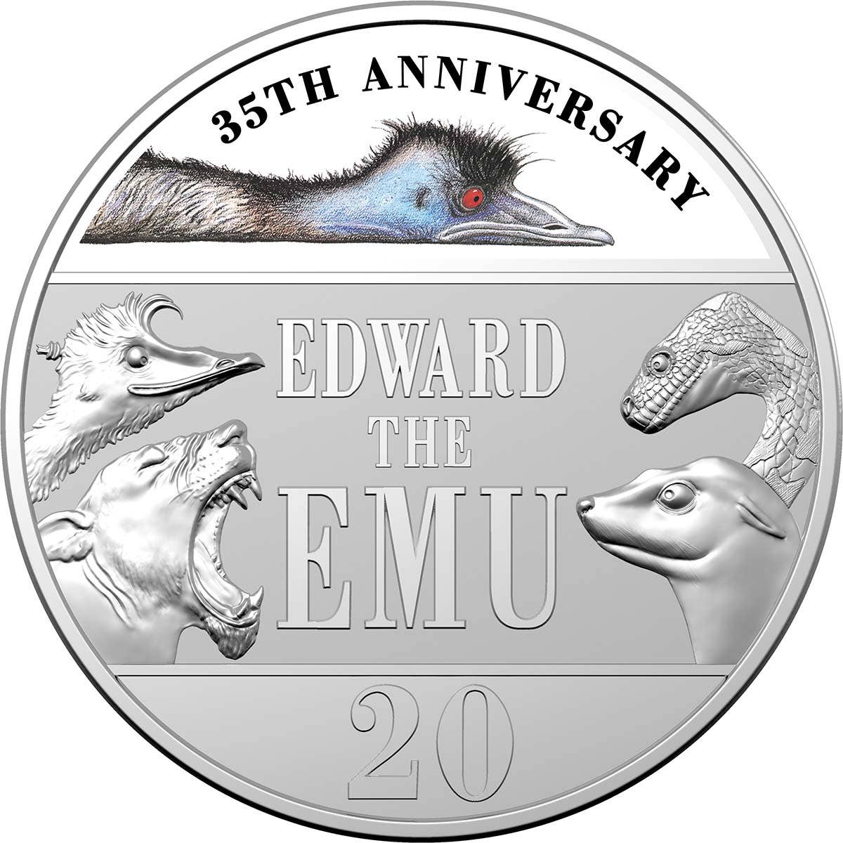 Edward the Emu 35th Anniversary 2023 20c Colour Uncirculated Coin