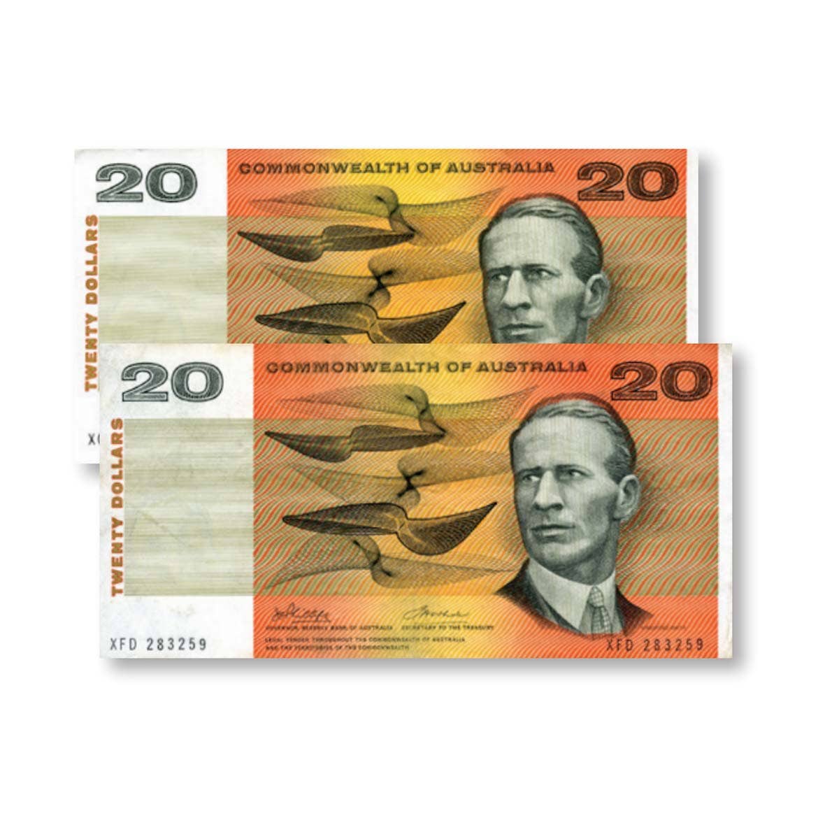 1968 $20 Phillips/Randall & 1972 Phillips/Wheeler Commonwealth Banknote Pair VF-EF
