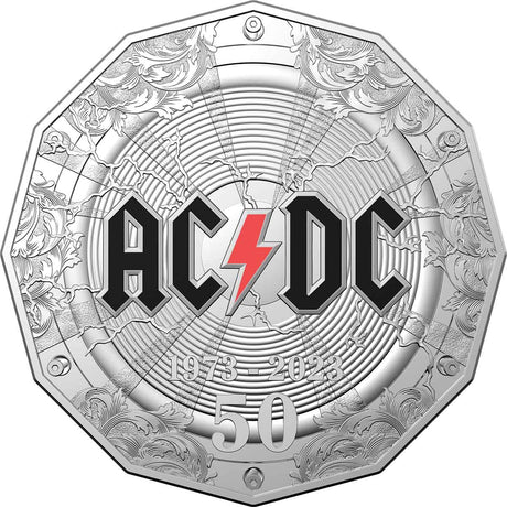 AC/DC 2023 50c 50th Anniversary Colour Cu-Ni Uncirculated Coin