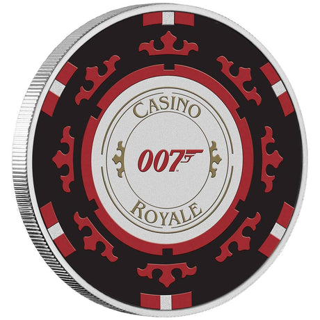 James Bond Casino Royale Casino Chip 2023 $1 1oz Silver Coloured Coin in Card