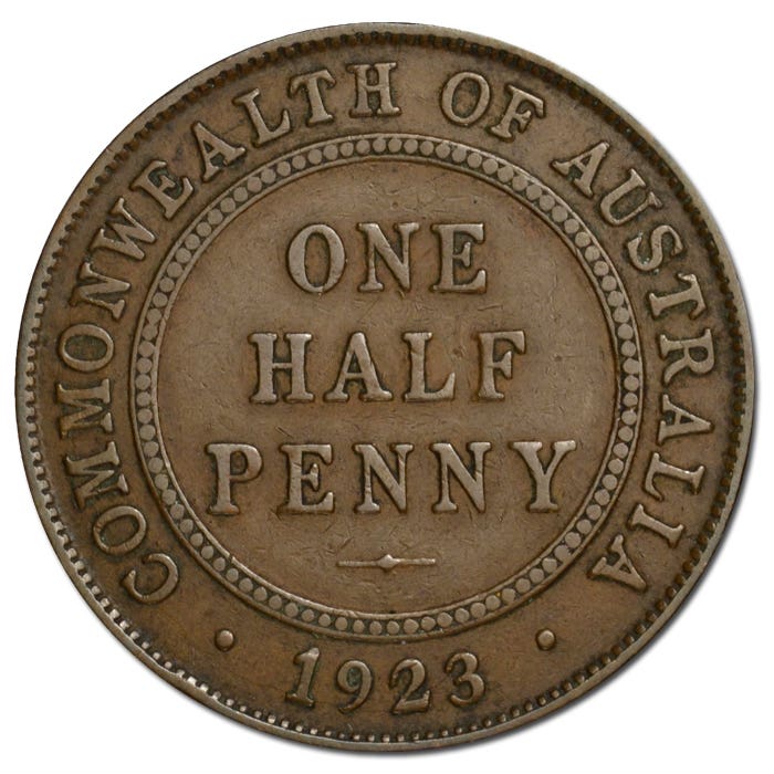 1923 Half Penny good Fine