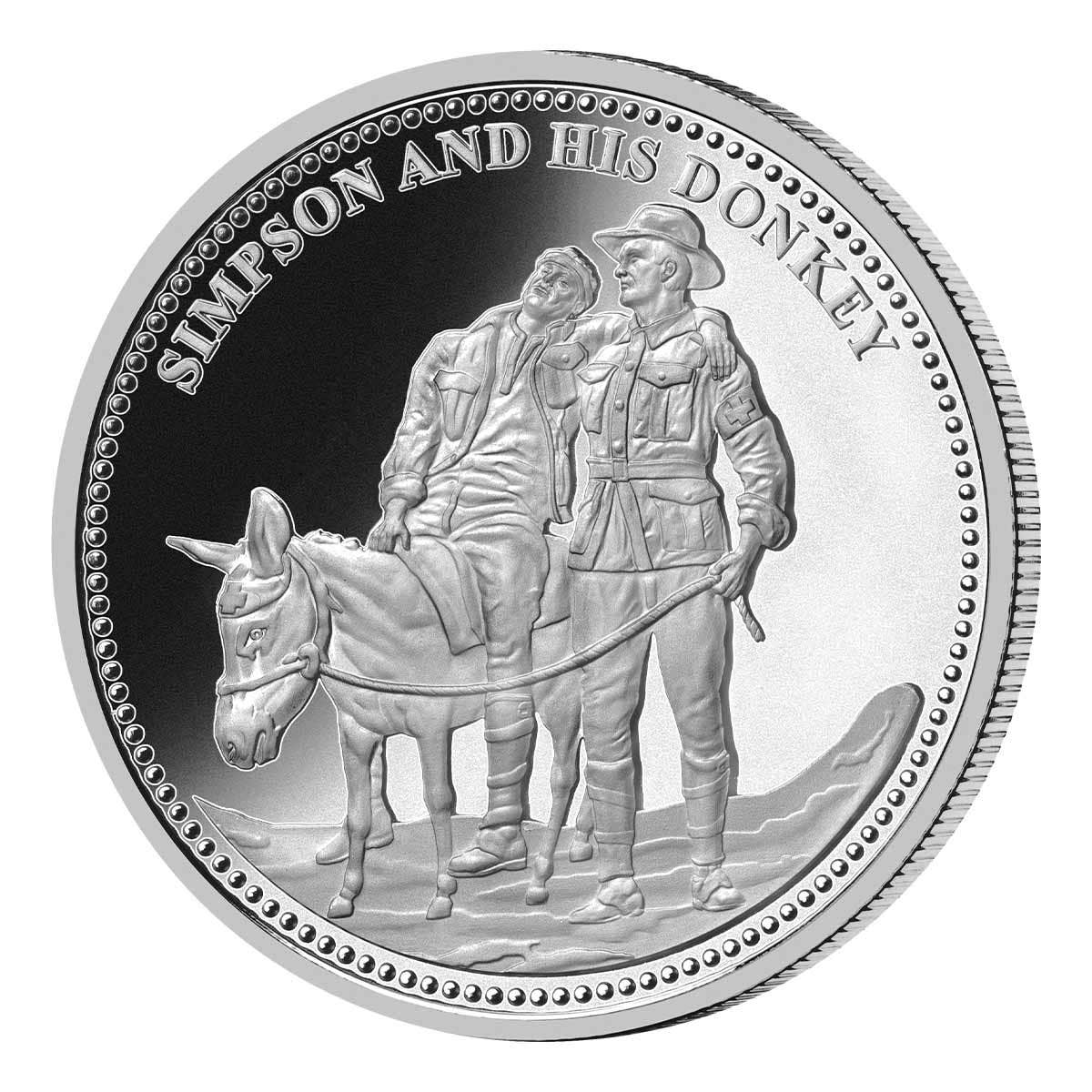 First World War Simpson & Donkey Silver Prooflike Commemorative