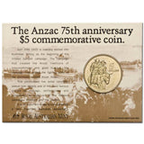 Australia ANZAC 75th Anniversary 1990 $5 Aluminium-Bronze Uncirculated Coin
