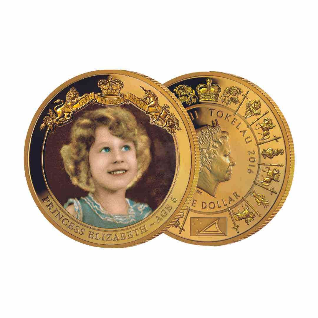 Queen Elizabeth II 2016 $1 Princess Elizabeth Gold-plated Proof Coin